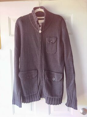 Brown Sound Y2K black wool full zip cardigan size L